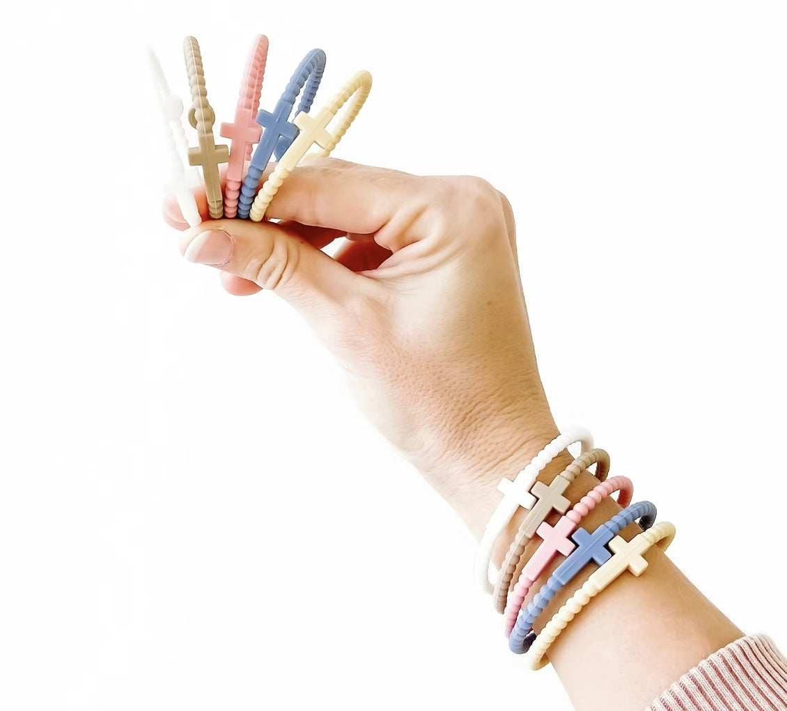 "NEW" VIRAL Silicone Cross Bracelets "Highlights" 5 pack "Share the Love of Jesus"