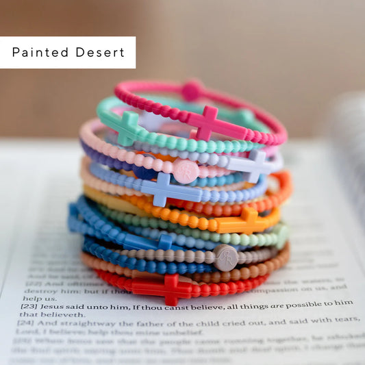 "NEW" VIRAL Cross Silicone Bracelets "PAINTED DESERT" 25 PACK "Share the Love of Jesus"