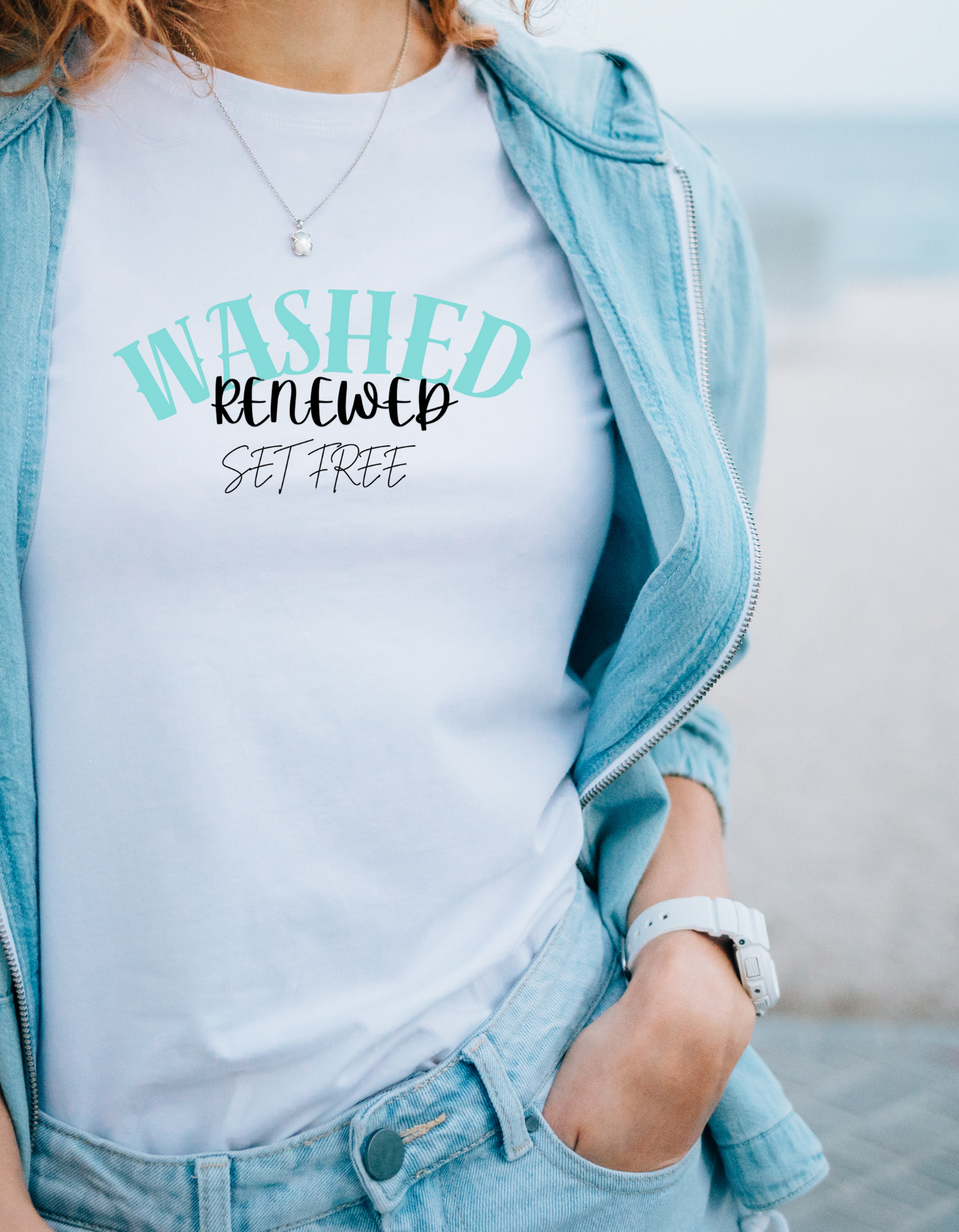 Washed. Renewed. Set Free Christian Women  Classic Fit Tee