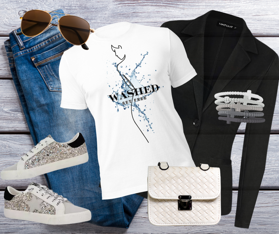 "Washed.Set Free" Christian T-Shirt for Women's Faith Tee