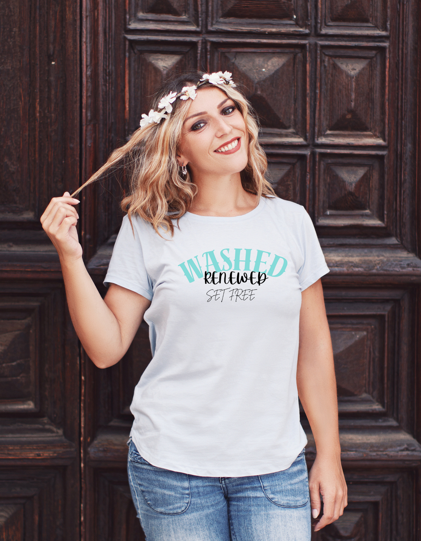 Washed. Renewed. Set Free Christian Women  Classic Fit Tee