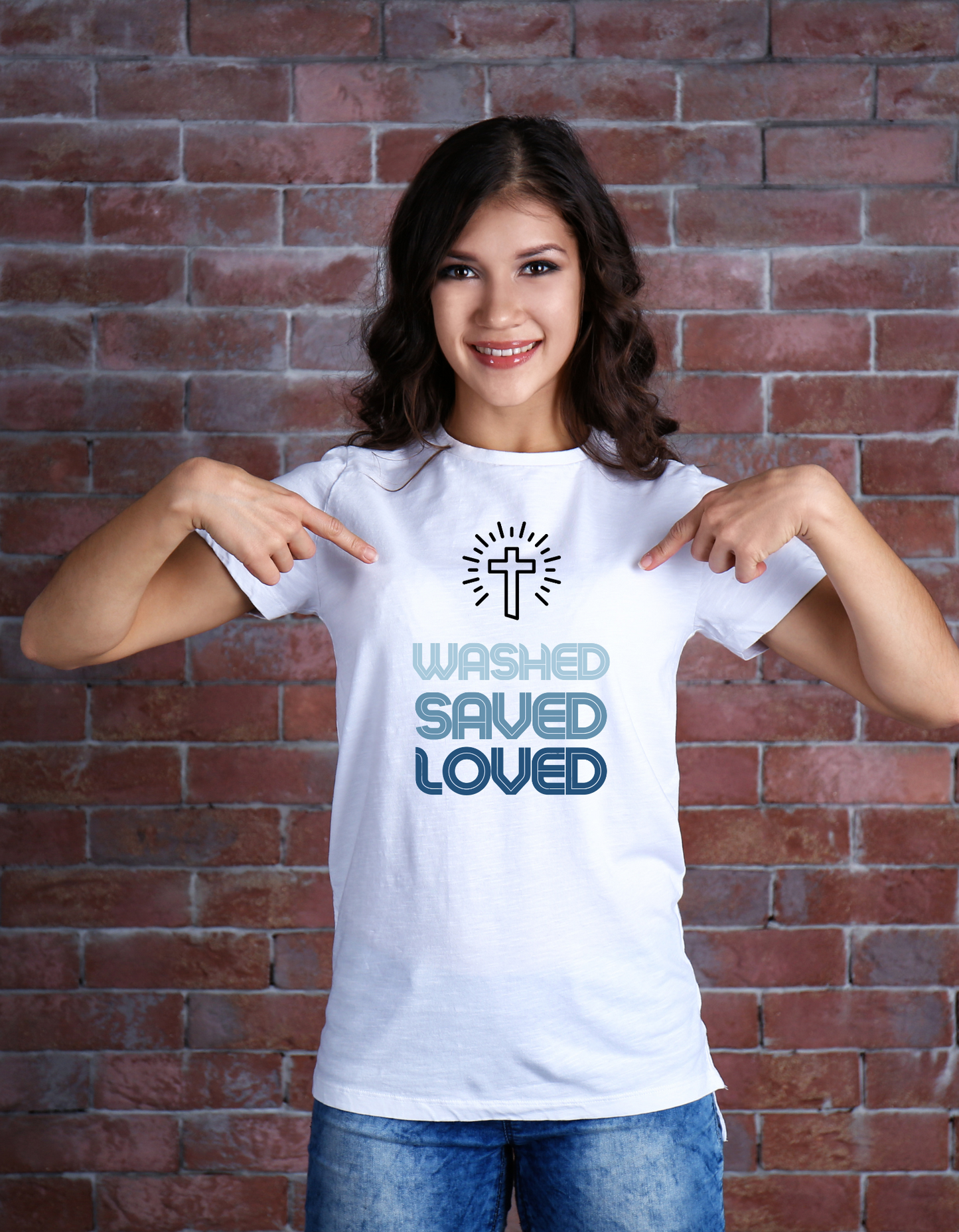 Washed. Saved. Loved. -  Christian Youth Girls Baptism Tee