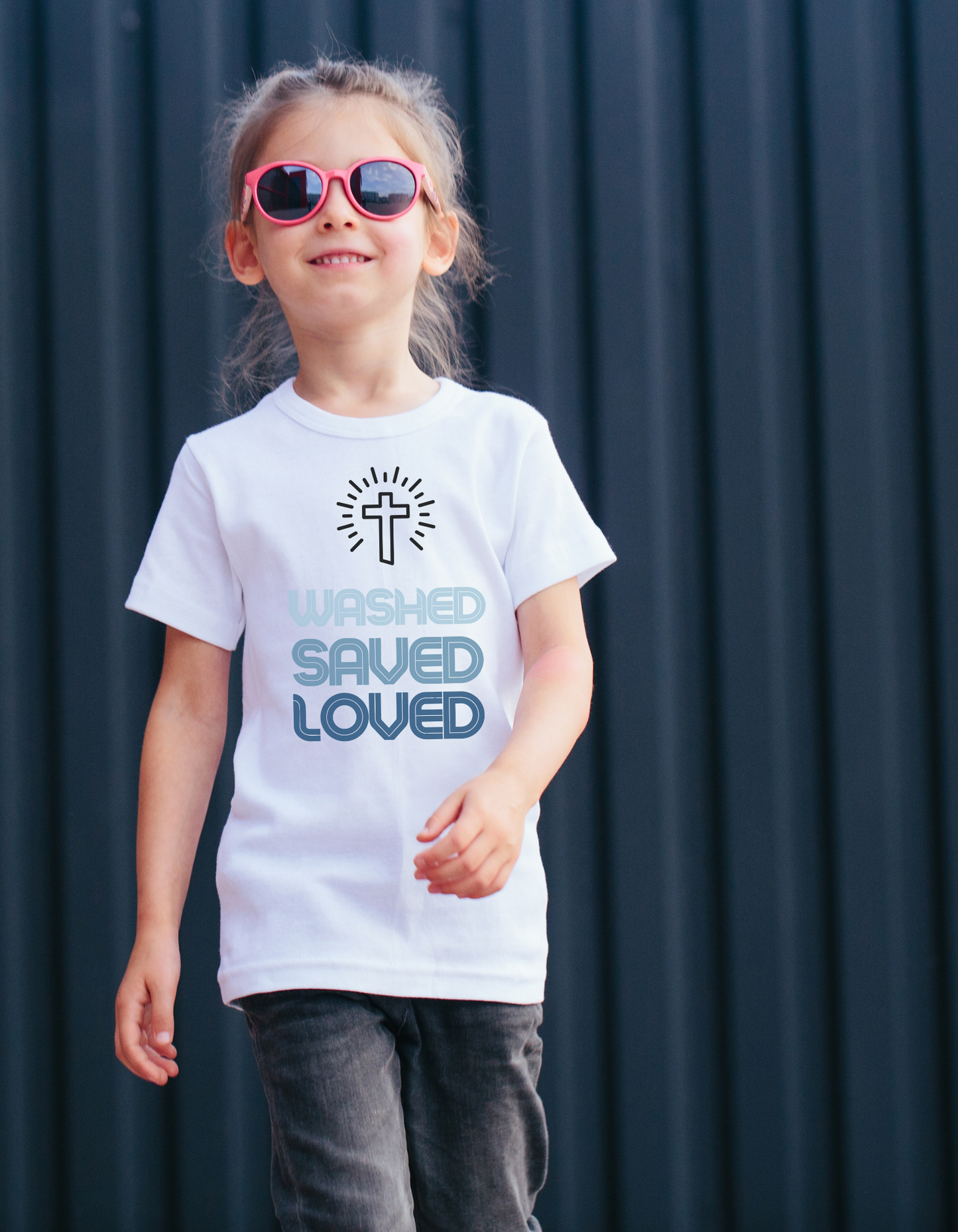 Washed. Saved. Loved. -  Christian Youth Girls Baptism Tee